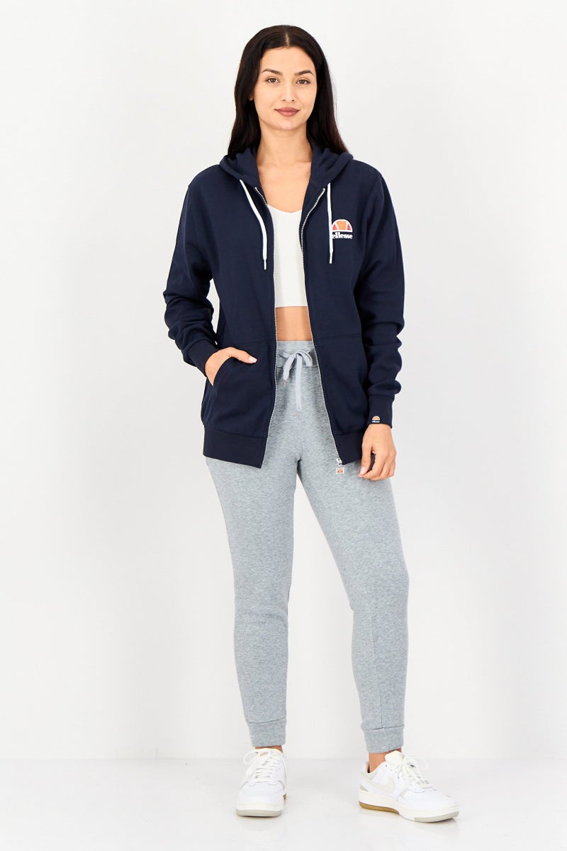 Ellesse سويت شيرت رياضي نسائي بأكمام طويلة، سحاب كامل، خارجي، لون كحلي - Image 3