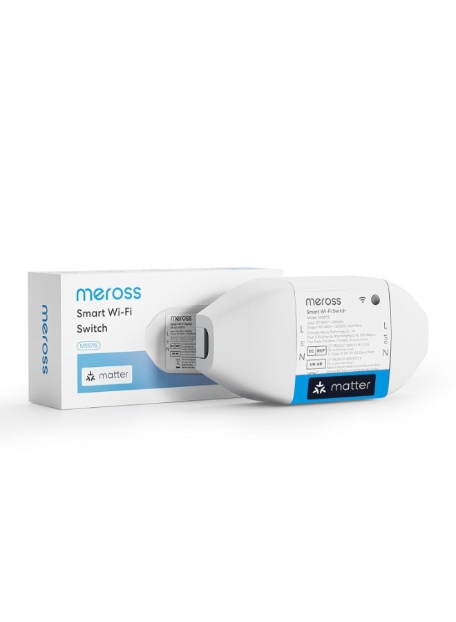 Meross Matter Smart DIY Switch with Energy Monitor, 16A Wireless Relay WiFi Switch Works with Alexa/HomeKit/Google Home, Smart Switch Module Voice & Remote Control, Neutral Wire Required - Image 1