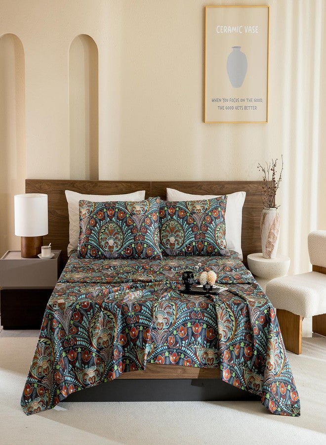 Lady Ann Boho 100% Cotton Egyptian King Sheet Set, Paisley Colorful Pattern Printed King Bedding Set, Super Soft, Silk-Like Feel Bed Sheet Set and 17.5" Deep Pockets Bed Sheets 4 PCS - Image 4