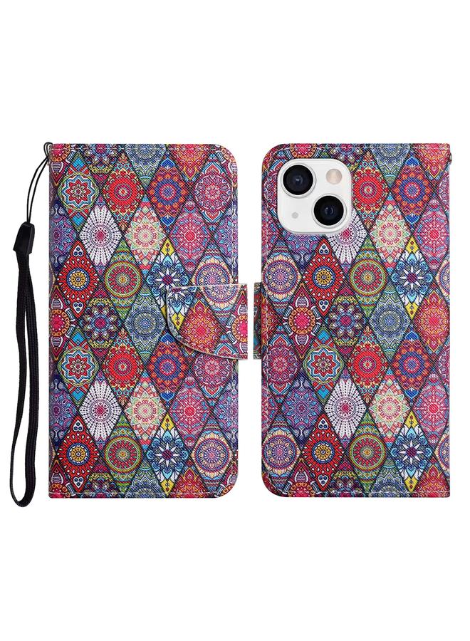 إيروريكس جراب لهاتف iPhone 13، جراب جلدي أفقي قابل للطي بنمط مرسوم مع حامل وفتحة بطاقة ومحفظة - Image 1