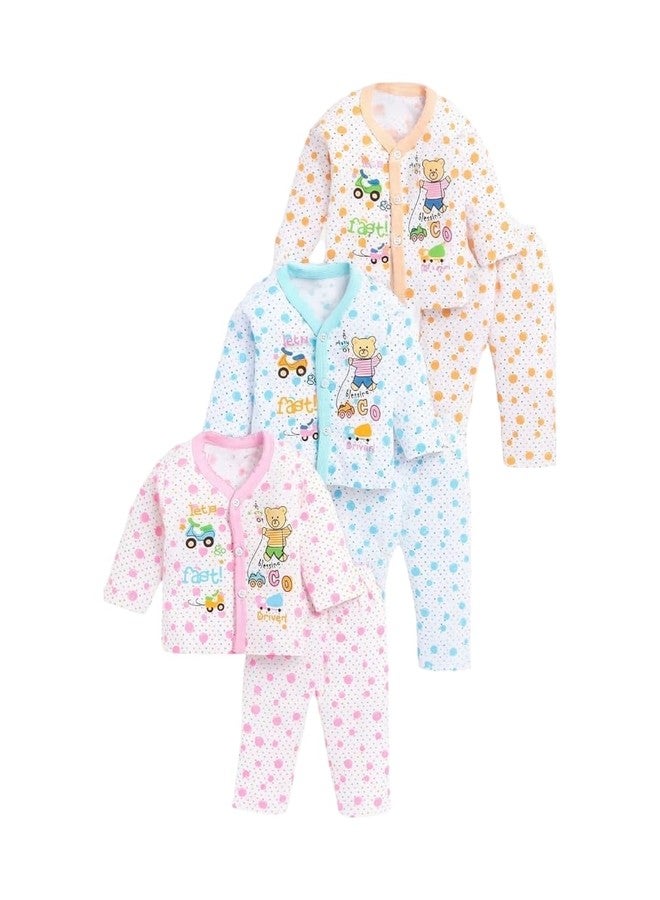BONUM Unisex Cotton Blend Printed Essential Baby Clothing Set For Every Occasion, Baby Clothing Bundle For Boys And Girls Pack Of 3Pcs (0-3 Months), Multicolor - Image 1