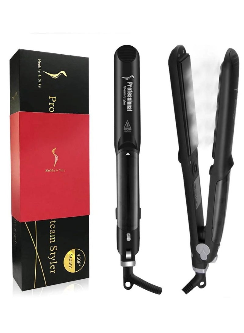 PROFESSIONAL مكواة فرد الشعر بالبخار السيراميكي الاحترافية 450F مع زيت الأركان مكواة فرد الشعر بالبخار السيراميكي سريعة التسخين - Image 4