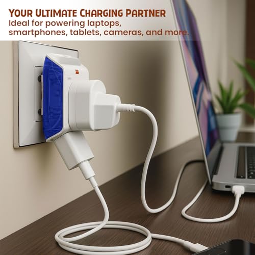 Embox Multi Plug Adapter with USB Ports Type C & A | Universal 2-Pin Plug Socket | Multi USB Charger Adapter Compact Fast Charging Power Adapter Plug for Phones, Tablets & Devices Pack of 2 - Image 4