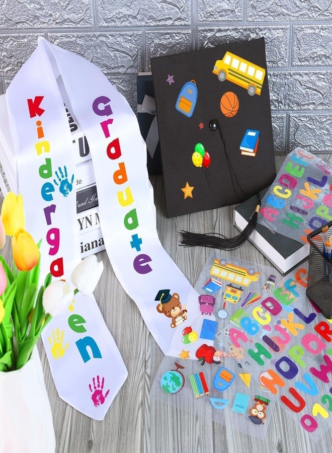 YLOLUL Preschool Kindergarten Graduation Cap and Stole Set DIY Cap and Graduation Sash with Pattern Badge Decorate Repair Patches Graduation Gifts for Kids (Graduation) - Image 2