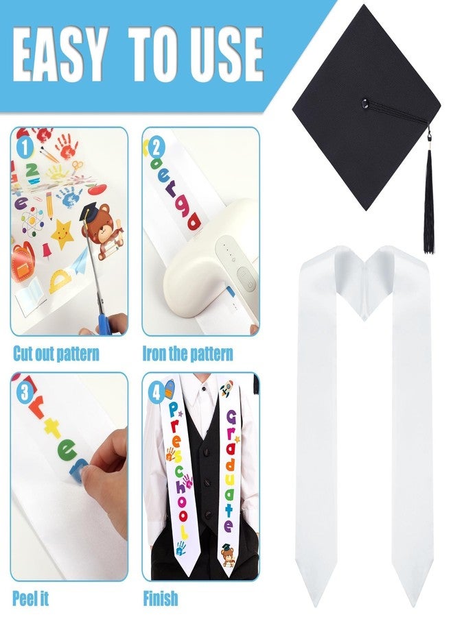 YLOLUL Preschool Kindergarten Graduation Cap and Stole Set DIY Cap and Graduation Sash with Pattern Badge Decorate Repair Patches Graduation Gifts for Kids (Graduation) - Image 5