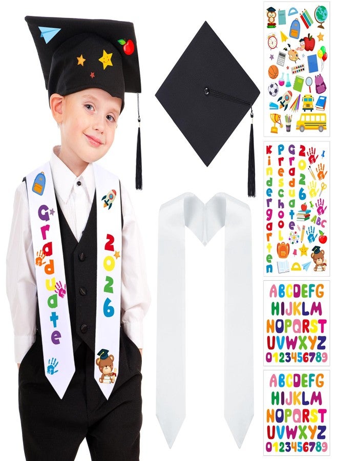 YLOLUL Preschool Kindergarten Graduation Cap and Stole Set DIY Cap and Graduation Sash with Pattern Badge Decorate Repair Patches Graduation Gifts for Kids (Graduation) - Image 1