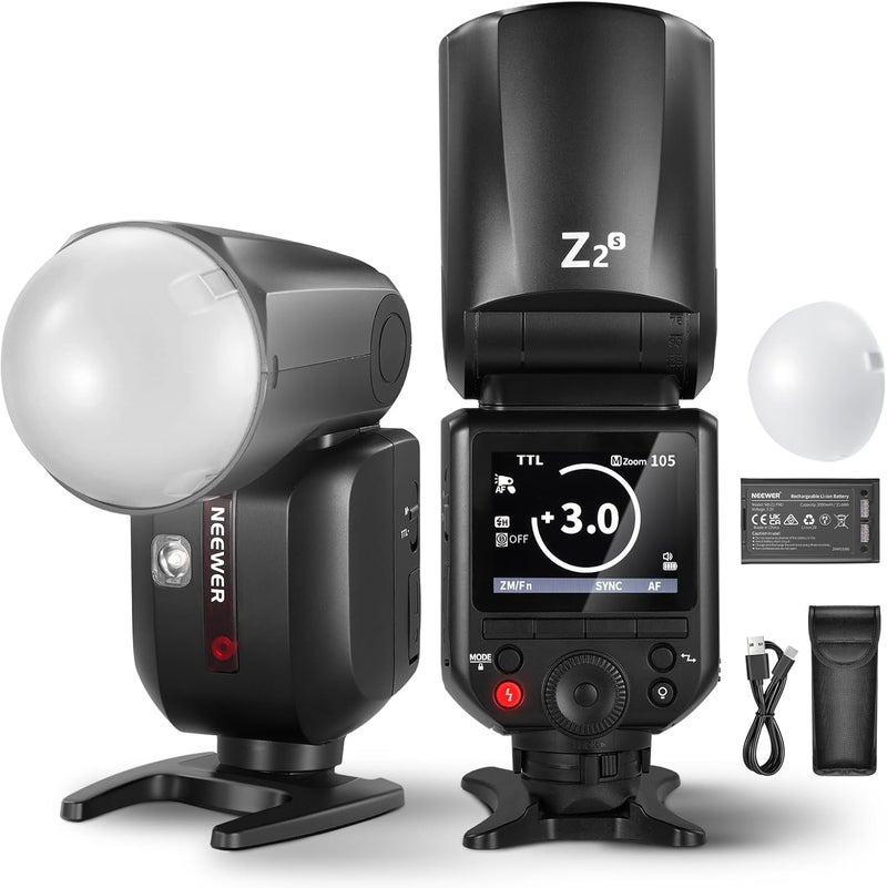 Neewer Z2-S TTL Round Head Flash Speedlite with 3000mAh Lithium Battery Compatible with Sony Cameras 2.4G HSS 76Ws - Image 1