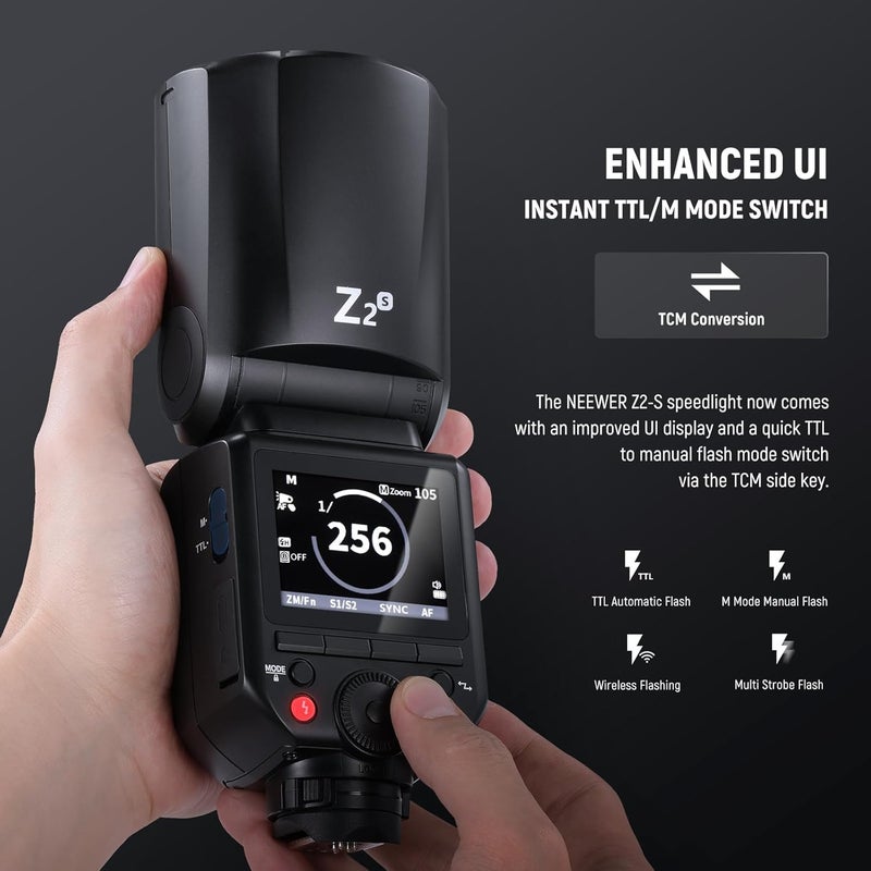 Neewer Z2-S TTL Round Head Flash Speedlite with 3000mAh Lithium Battery Compatible with Sony Cameras 2.4G HSS 76Ws - Image 5