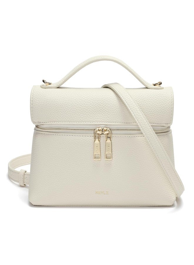 Keyli Crossbody Bag for Women Small Top-Handle Pouch Purse Fashion Designer Shoulder Handbag Trendy Cute Quiet Leather Purses, 1.0-cream White, Small - Image 1