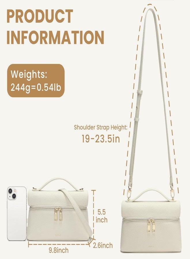 Keyli Crossbody Bag for Women Small Top-Handle Pouch Purse Fashion Designer Shoulder Handbag Trendy Cute Quiet Leather Purses, 1.0-cream White, Small - Image 4