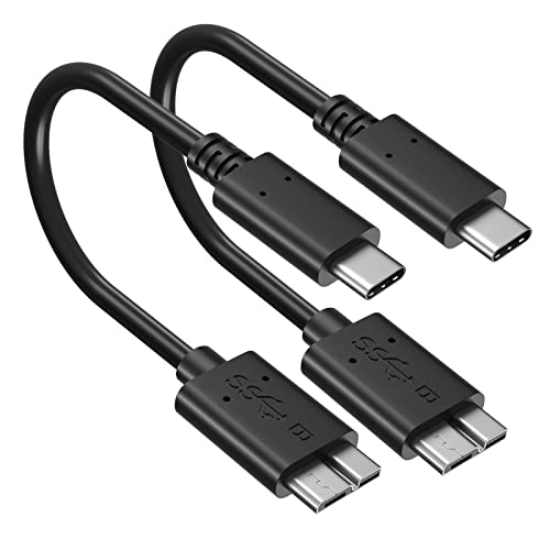 Besgoods Short Micro B to USB C Cable, 8 inch External Hard Drive Cord USB 3.1 Gen1 Fast Data Transfer 5Gbps Camera Replacement Cable Compatible for Seagate, Toshiba, WD, LaCie Portable HDD -2Pack - Image 1