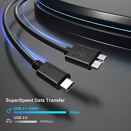 Besgoods Short Micro B to USB C Cable, 8 inch External Hard Drive Cord USB 3.1 Gen1 Fast Data Transfer 5Gbps Camera Replacement Cable Compatible for Seagate, Toshiba, WD, LaCie Portable HDD -2Pack - Image 2