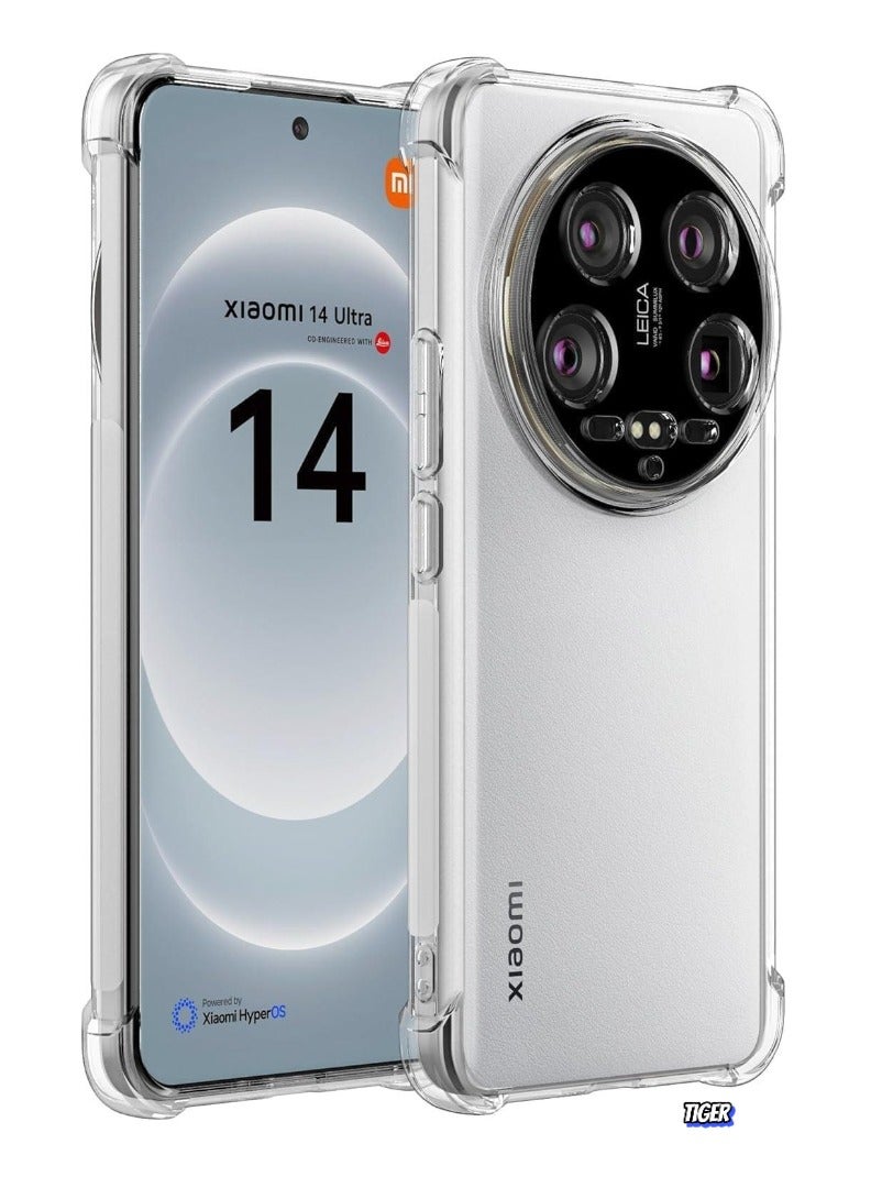 TIGER Compatible for Xiaomi 14 Ultra Case – Clear Reinforced Corners TPU Rubber Soft Silicone Phone Case, Scratch Resistant, Best Camera Protection Cover for Xiaomi Mi 14 Ultra - Image 1