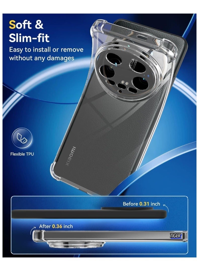 TIGER Compatible for Xiaomi 14 Ultra Case – Clear Reinforced Corners TPU Rubber Soft Silicone Phone Case, Scratch Resistant, Best Camera Protection Cover for Xiaomi Mi 14 Ultra - Image 2