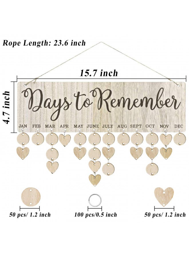Acoavo Family Birthday Board DIY Wooden Calendar Wall Hanging Birthday Reminder Plaque,with 100 Wooden Tags,Great Gift for Mom Grandma,Days to Remember - Image 1