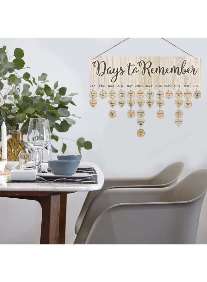 Acoavo Family Birthday Board DIY Wooden Calendar Wall Hanging Birthday Reminder Plaque,with 100 Wooden Tags,Great Gift for Mom Grandma,Days to Remember - Image 3