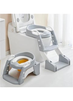 ميكسد 3-in-1 Baby Potty Seat With Ladder for Kids, Baby Potty Ladder Training Potty Chair with Splash Guard & Cushion Seat, Kids Toilet Seat, Potty Chair for 1-8 Years Boys & Girls (Grey)  - Image 1