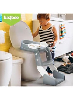 ميكسد 3-in-1 Baby Potty Seat With Ladder for Kids, Baby Potty Ladder Training Potty Chair with Splash Guard & Cushion Seat, Kids Toilet Seat, Potty Chair for 1-8 Years Boys & Girls (Grey)  - Image 2