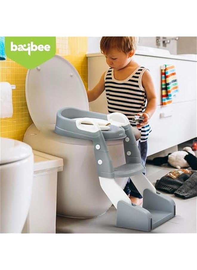 MIXDE 3-in-1 Baby Potty Seat With Ladder for Kids, Baby Potty Ladder Training Potty Chair with Splash Guard & Cushion Seat, Kids Toilet Seat, Potty Chair for 1-8 Years Boys & Girls (Grey)  - Image 2