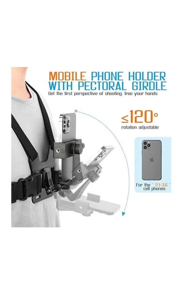 dida-cosmos Mobile Phone Chest Mount Harness Strap Holder,Cell Phone Clip Action Camera for POV/VLOG - Image 2