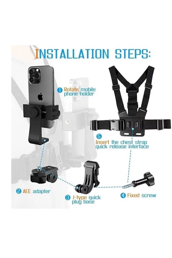 dida-cosmos Mobile Phone Chest Mount Harness Strap Holder,Cell Phone Clip Action Camera for POV/VLOG - Image 5
