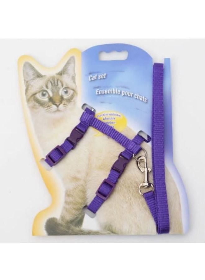 Adjustable Nylon Pet Cat Puppy Harness with Lead Leash Strap Belt Safety Rope - Image 1