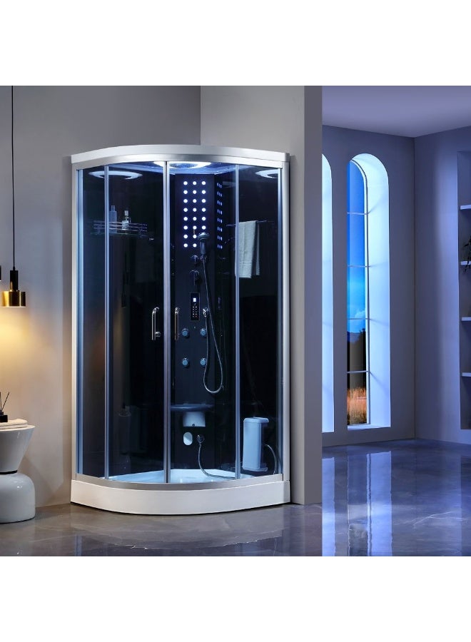 DANUBE HOME Milano Power Plus Shower Room 1000X1000X2200 2Pcs/Set | Acrylic/Glass/Metal Shower Room | Complete Set Shower Room For Toilet Bathroom Washroom Shower Room - Grey - Image 1