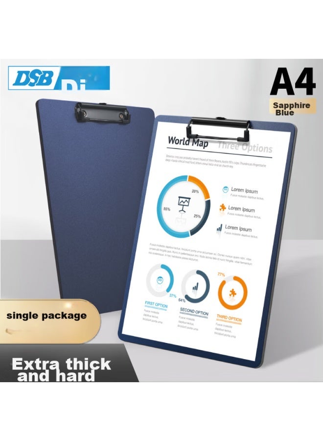 دي اس بي Dsb لوح كتابة A4، ملف، لوح كتابة، لوازم مكتبية، مشبك معدني، لوح كتابة، لوح مقوى سميك، أزرق غامق، 1 قطعة، 7613 - Image 1