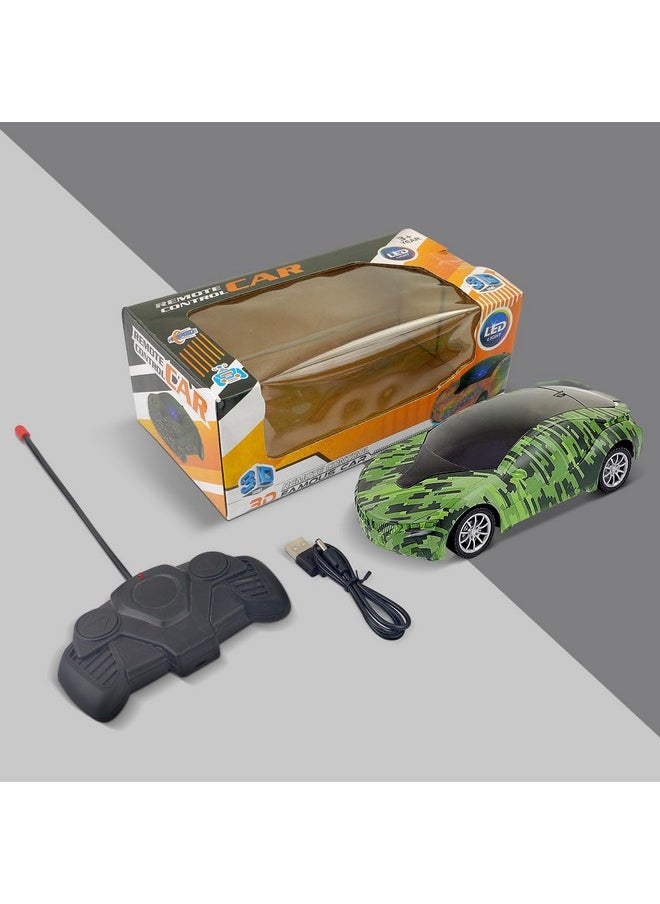 NHR - NHR Chargeable 3D Remote Control Lighting Famous Car for Kids, Stylish Car, Remote Control Car for 5 to 10 Years Kids, Birthday Gift for Kids, Remote Waali Gaadi (Military) - Image 1