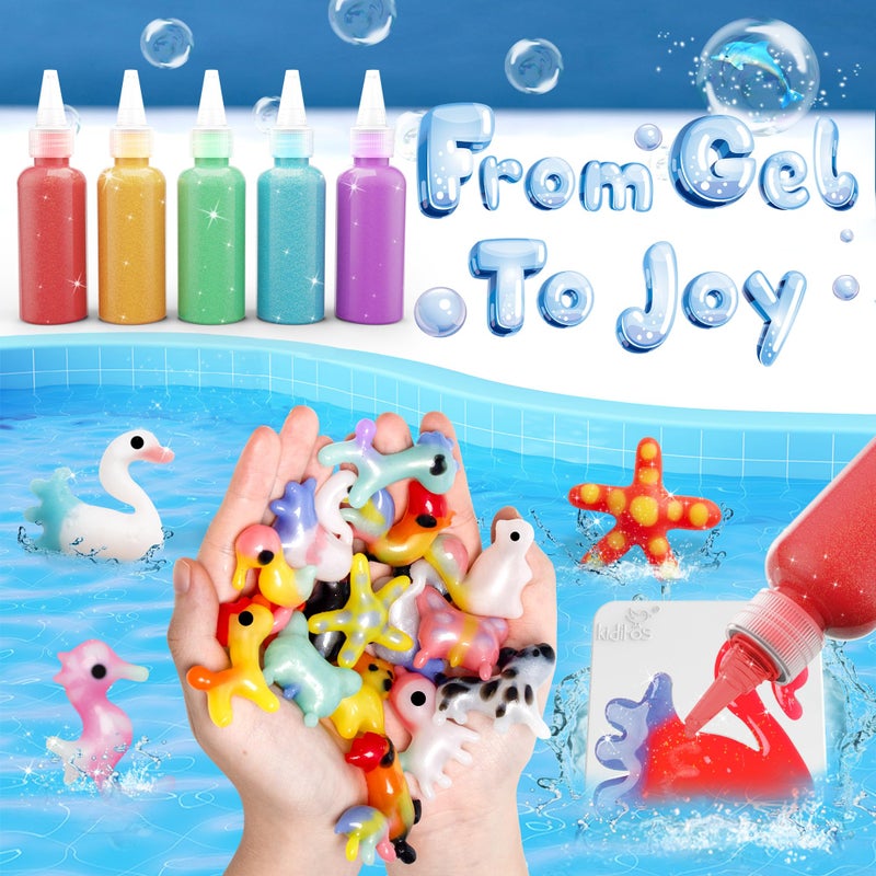 Kiditos Magic Water Elf Toy Kitâ€“Squishies for Kids, 20 Gels & 10 Molds, Magic Gel Water Pets Sensory Toy, Fun DIY Craft Kit, Party Favors, Birthday & Christmas Gifts for Kids Ages 3+ - Image 3
