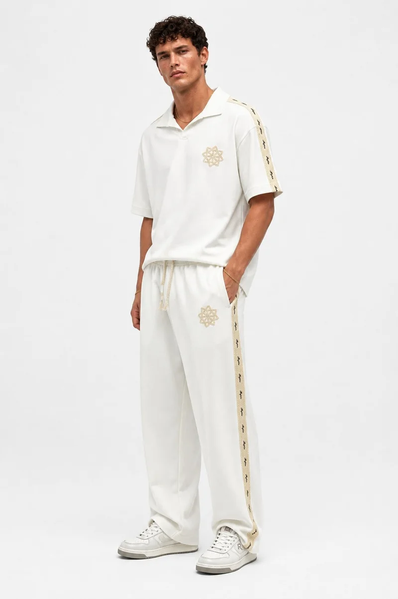 RESPIRE Men's Respire Striped Detail Regular Fit Tracksuit Set, Ecru
