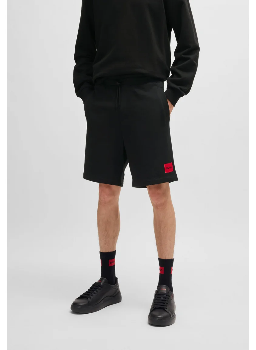 هوجو Cotton-terry shorts with red logo label