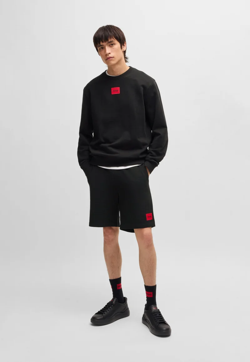 HUGO Cotton-terry shorts with red logo label
