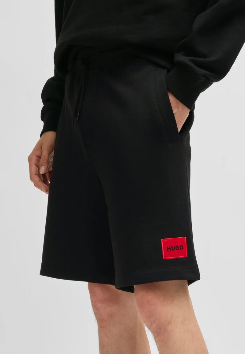 HUGO Cotton-terry shorts with red logo label