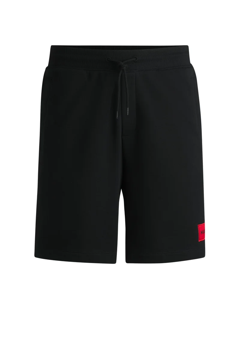 HUGO Cotton-terry shorts with red logo label