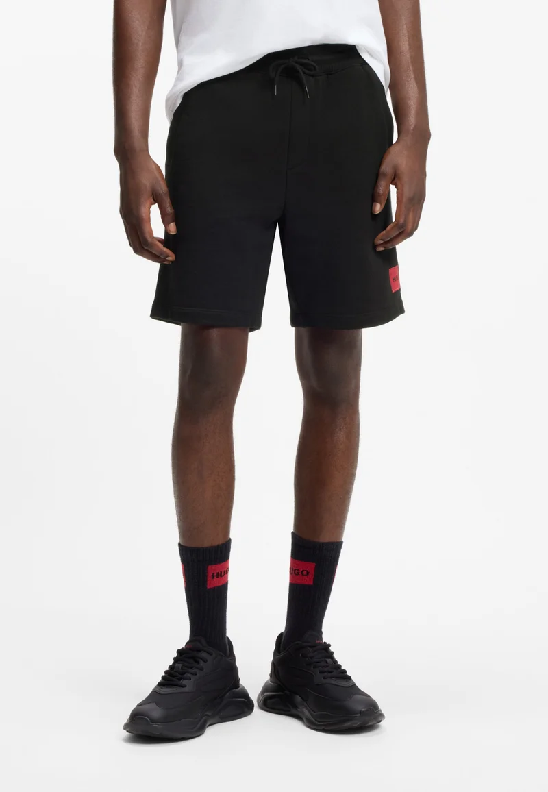 HUGO Cotton-terry shorts with red logo label