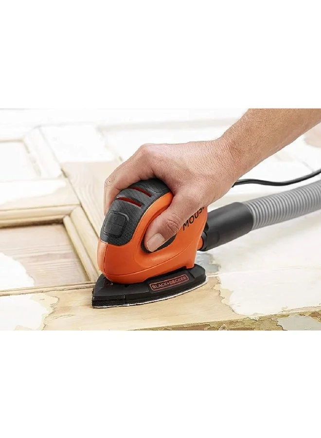 BLACK+DECKER 55W Corded Electric Plastic Mouse Detail Sander Orange and Black 16.5 x 25.5 x 10 cm BEW230-GB