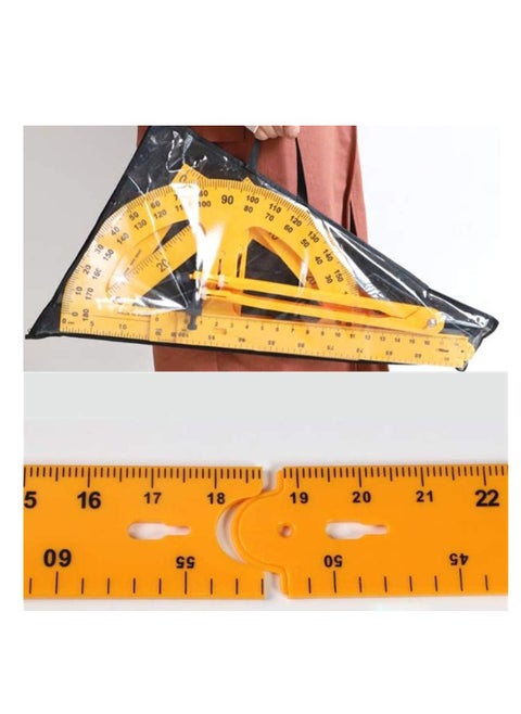 Large Ruler Set, 5 Pieces Math Geometry Tool Plastic Drafting Set, Includes Straight Ruler Triangle Ruler Protractor Compass, for Teacher Classroom Blackboard