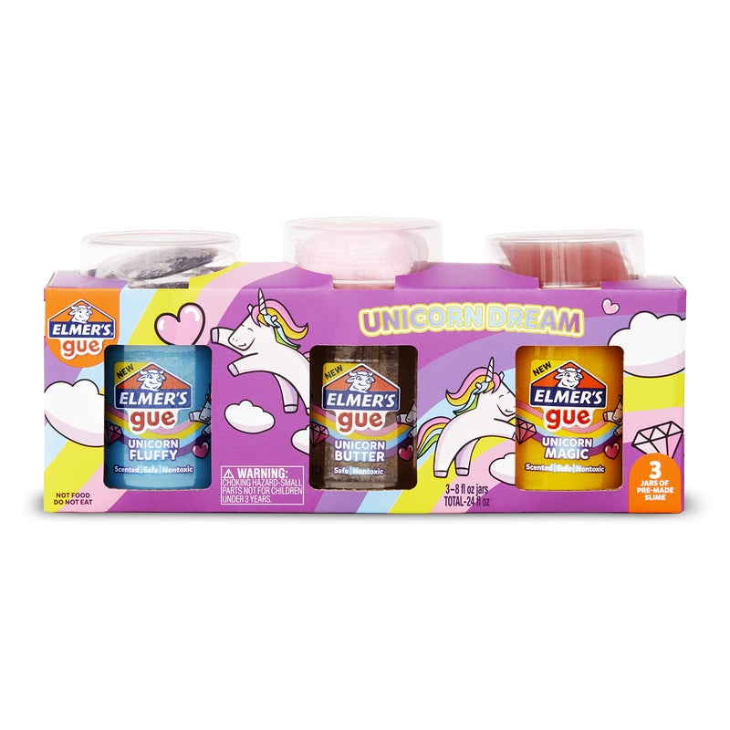 ELMER'S Elmer’s Gue Premade Slime, Unicorn Dream Slime Kit, Includes Fun, Unique Add-Ins, Variety Pack, 3 Count - Image 1