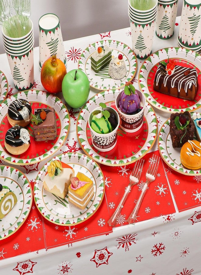 Atonofun Christmas Party Supplies, Merry Christmas Paper Plates and Napkins, Disposable Party Plates, 12oz Cups, Napkins and Forks for Xmas, Holiday Party Decorations Serves 24 - Image 4