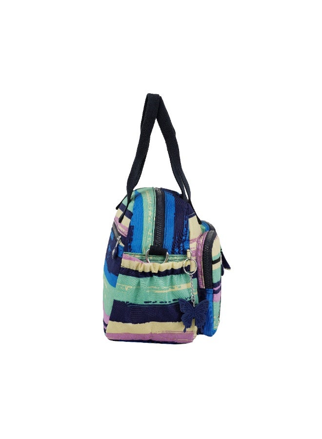 Caprice Collection Unisex Large Crossbody Bag – Waterproof Nylon, Lightweight & Compact, Multi-Color Horizontal Stripes - Image 3