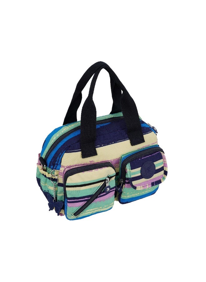 Caprice Collection Unisex Large Crossbody Bag – Waterproof Nylon, Lightweight & Compact, Multi-Color Horizontal Stripes - Image 2