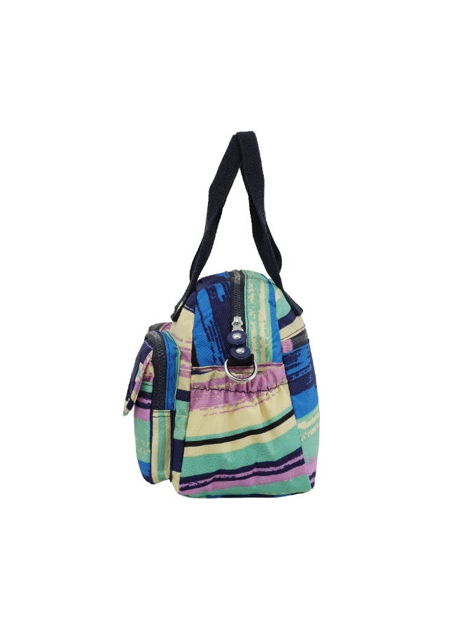 Caprice Collection Unisex Large Crossbody Bag – Waterproof Nylon, Lightweight & Compact, Multi-Color Horizontal Stripes - Image 4