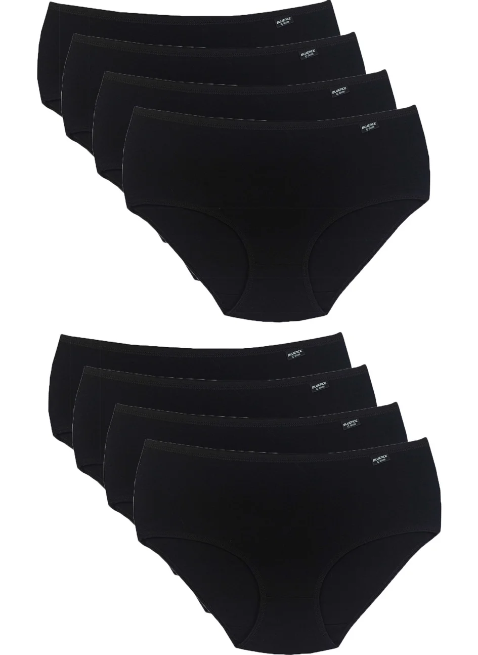 Bluence Black High Waist Lycra Cotton Bato Panties 8 Pieces