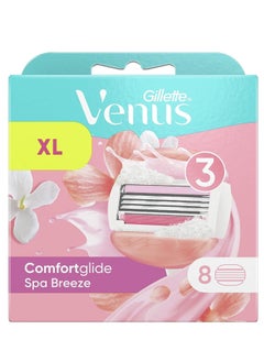 Venus ComfortGlide Spa Breeze Razor Blades Women, Pack of 8 Razor Blade Refills, Lubrastrip with A Touch of Botanical Oils 