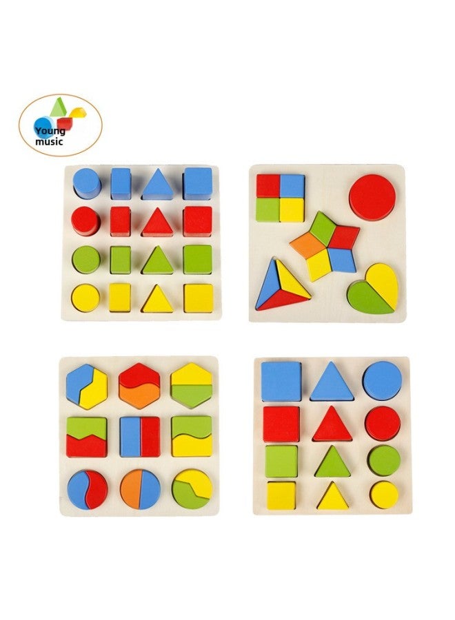 Children's Early Education Educational Wooden Toys Geometric Shape Puzzle Shape Matching Product Wholesale-Color:Shape Equal Division - Image 2
