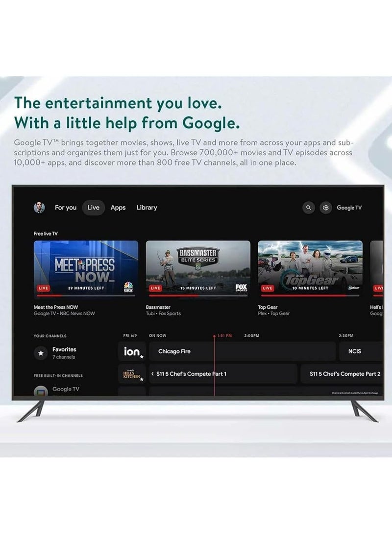 او ان ان جهاز بث عالي الدقة بالكامل من Google TV مع دعم Chromecast Dolby Audio وDTS وذاكرة وصول عشوائي 2 جيجابايت ومساحة تخزين 16 جيجابايت - Image 2