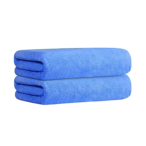 JML Bath Towel, Extra Large Microfiber Bathroom Towel Set 2 Pack 30" x 60" - Soft, Absorbent, Quick Dry, Lint Free, Fade Resistant, Odor Resistant, Use for Hair Wrap, Fitness, Sport, Yoga, Blue - Image 2