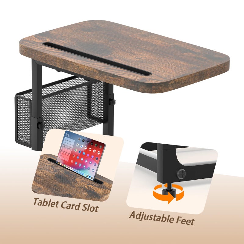 alentar High-Grade Stability TV Tray Table with Large Tabletop, Adjustable Couch Table with Storage Baskets, Strong Metal Frame, Tv Dinner Tray Table for TV Watching, Meals, Snacks, and Tablet Use (Brown) - Image 4