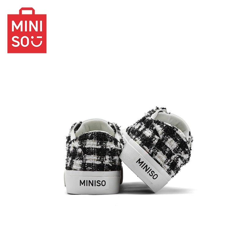 MINISO Trendy Plaid Stitching Sneakers for Men and Women - Comfortable Breathable Casual Shoes - Image 4